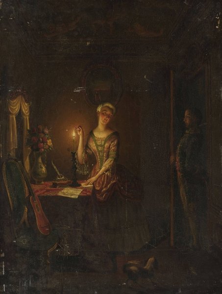 Main Product Photo of Sealing a letter with wax  Painting by Willem Thans