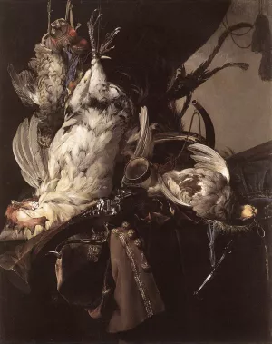 Still-Life of Dead Birds and Hunting Weapons by Willem Van Aelst Oil Painting