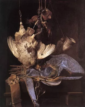 Still-Life with Hunting Equipment and Dead Birds by Willem Van Aelst Oil Painting