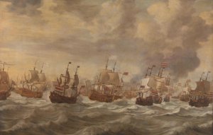 Episode from the Four Days' Naval Battle by Willem Van De Velde The Elder Oil Painting