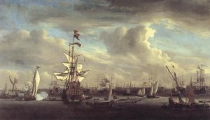 The Gouden Leeuw Before Amsterdam by Willem Van De Velde The Elder Oil Painting