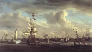 The Gouden Leeuw Before Amsterdam by Willem Van De Velde The Elder Oil Painting