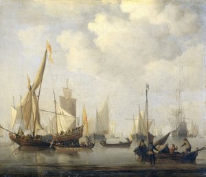 A Calm at Sea by Willem Van De Velde The Younger Oil Painting