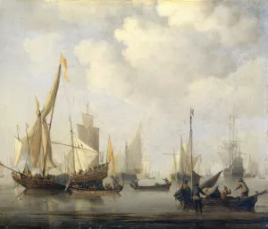 A Calm at Sea by Willem Van De Velde The Younger Oil Painting