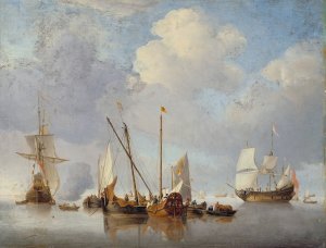 A Calm by Willem Van De Velde The Younger Oil Painting