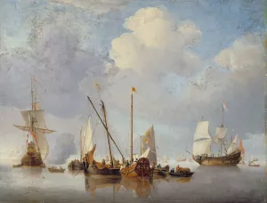 A Calm by Willem Van De Velde The Younger Oil Painting