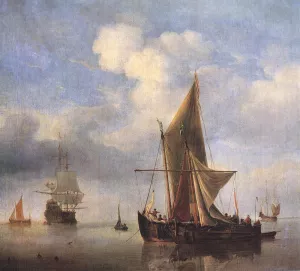 Calm Sea by Willem Van De Velde The Younger - Oil Painting Reproduction