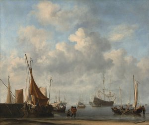 Entrance to a Dutch Port by Willem Van De Velde The Younger Oil Painting