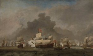 Naval Battle by Willem Van De Velde The Younger Oil Painting