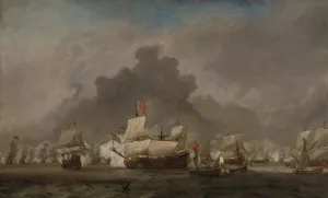Naval Battle by Willem Van De Velde The Younger Oil Painting