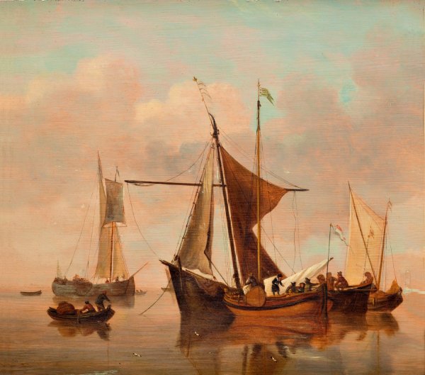 Quiet lake by Willem Van De Velde The Younger - Hand-Painted Oil Painting Reproduction