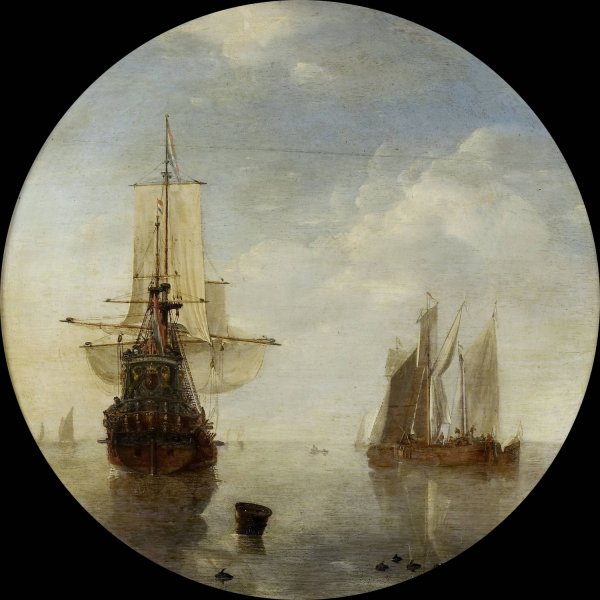 Ships at Anchor  by Willem Van De Velde The Younger - Hand-Painted Oil Painting Reproduction
