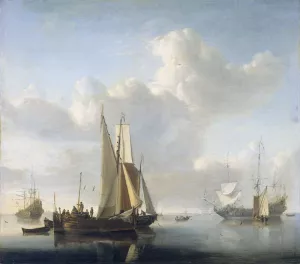 Ships before the Coast by Willem Van De Velde The Younger Oil Painting
