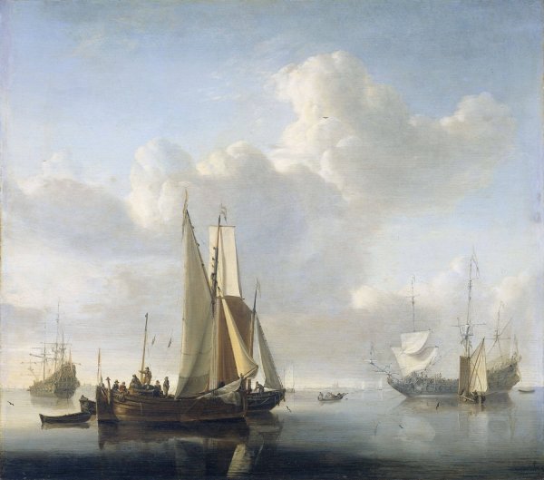 Ships before the Coast  by Willem Van De Velde The Younger - Hand-Painted Oil Painting Reproduction