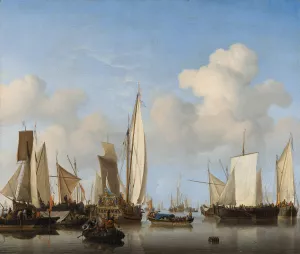 Ships in the Roads by Willem Van De Velde The Younger Oil Painting