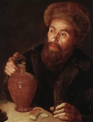 Old Man with a Jug by Willem Van Der Vliet Oil Painting