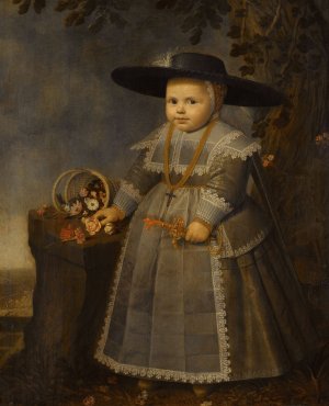 Portrait of a little Boy by Willem Van Der Vliet Oil Painting