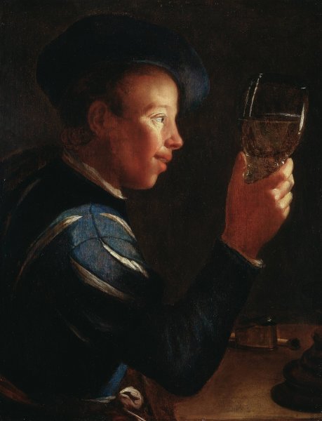 Main Product Photo of Young Man with a Glass Goblet Painting by Willem Van Der Vliet
