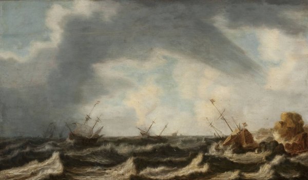Marine landscape  by Willem Van Diest - Hand-Painted Oil Painting Reproduction
