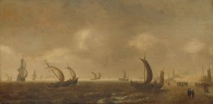 Seascape on the Beach at Scheveningen by Willem Van Diest Oil Painting