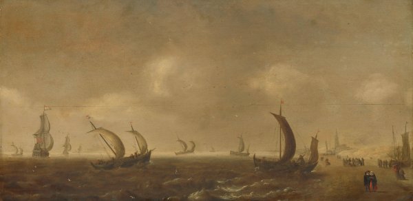 Main Product Photo of Seascape on the Beach at Scheveningen  Painting by Willem Van Diest