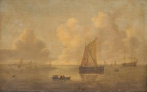 Seascape with a Town in the Background by Willem Van Diest Oil Painting