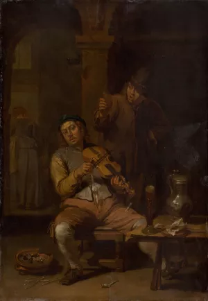 Village Violinist by Willem Van Herp Oil Painting