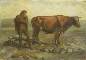 Plowing Peasant by Willem Van Konijnenburg Oil Painting