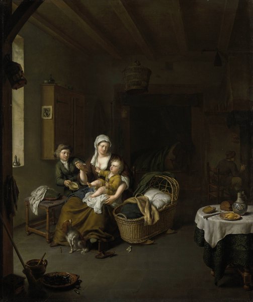 Main Product Photo of A Mother Feeding her Child  Painting by Willem Van Mieris