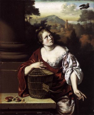 The Escaped Bird by Willem Van Mieris Oil Painting