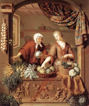 The Greengrocer Oil painting by Willem Van Mieris