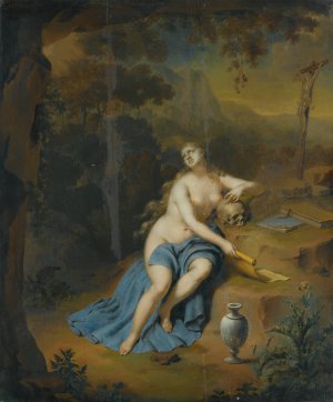 The Penitent Mary Magdalene In A Landscape by Willem Van Mieris Oil Painting
