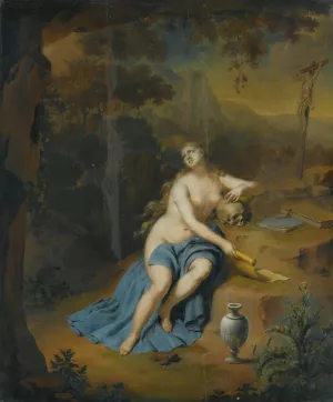The Penitent Mary Magdalene In A Landscape by Willem Van Mieris Oil Painting