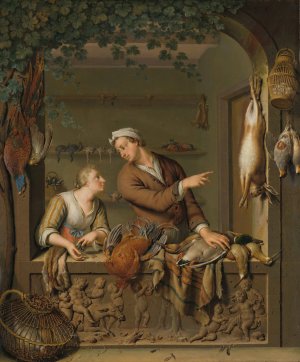 The Poultry Seller by Willem Van Mieris Oil Painting
