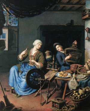 The Spinner by Willem Van Mieris Oil Painting