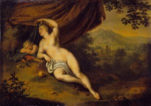 Venus and Cupid by Willem Van Mieris Oil Painting