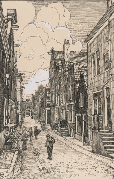 De Maagdelievenstraat te Amsterdam  by Willem Wenckebach - Hand-Painted Oil Painting Reproduction