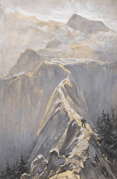 Main Product Photo of Jongen loopt over een bergpad  Painting by Willem Wenckebach
