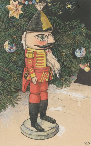 Notenkraker in een huzarenmantel bij een kerstboom by Willem Wenckebach Oil Painting