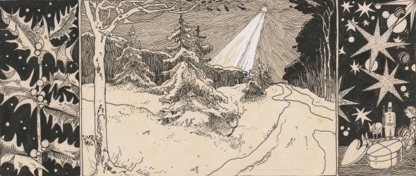 Main Product Photo of Ster schijnt op een winterlandschap  Painting by Willem Wenckebach