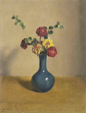 Afrikaantjes in een blauw vaasje by Willem Witsen Oil Painting