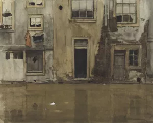 Huizen aan een gracht Oil painting by Willem Witsen