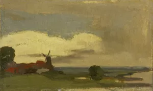 Landschap met de molen van Wijk bij Duurstede Oil painting by Willem Witsen