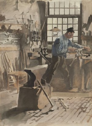 Smid aan het werk in zijn smidse by Willem Witsen Oil Painting