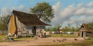 Cabin Scene by William Aiken Walker Oil Painting