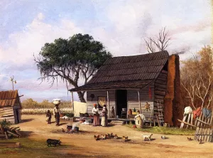 Cabin Scene by William Aiken Walker - Oil Painting Reproduction
