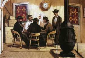 Card Players on the Steamboar by William Aiken Walker - Oil Painting Reproduction