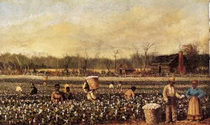 Cotton Picking in Front of the Quarters Oil painting by William Aiken Walker