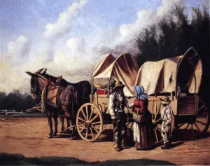 Covered Wagon with Negro Family Oil painting by William Aiken Walker