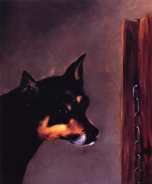 Dog Head with Post and Chain Oil painting by William Aiken Walker
